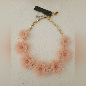 J. Crew Blush Pink Dahlia Floral Statement Necklace with Gold Chain
